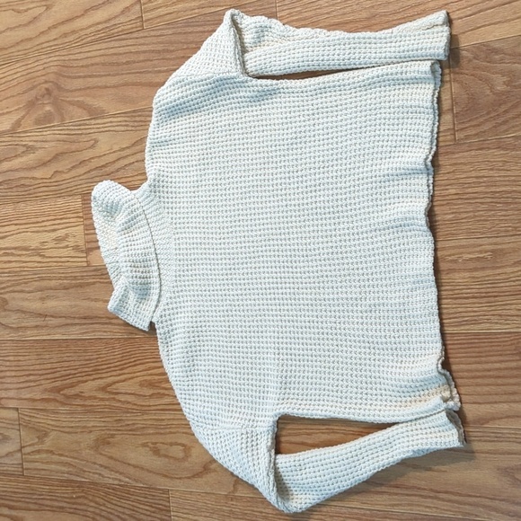 Mudpie White Waffle Knit Turtleneck Sweater Oversized, Women's Size Medium - Picture 1 of 6